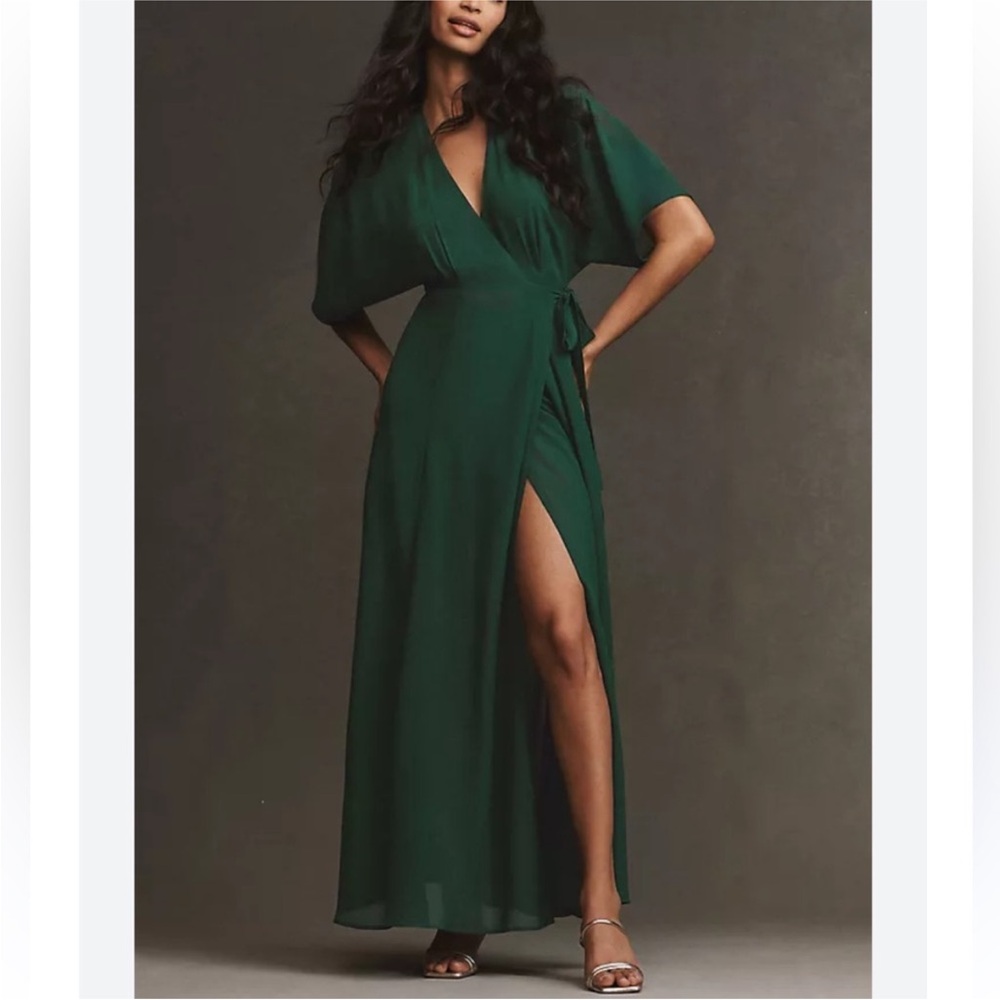 Reformation Winslow Emerald Green Wrap Maxi Dress
